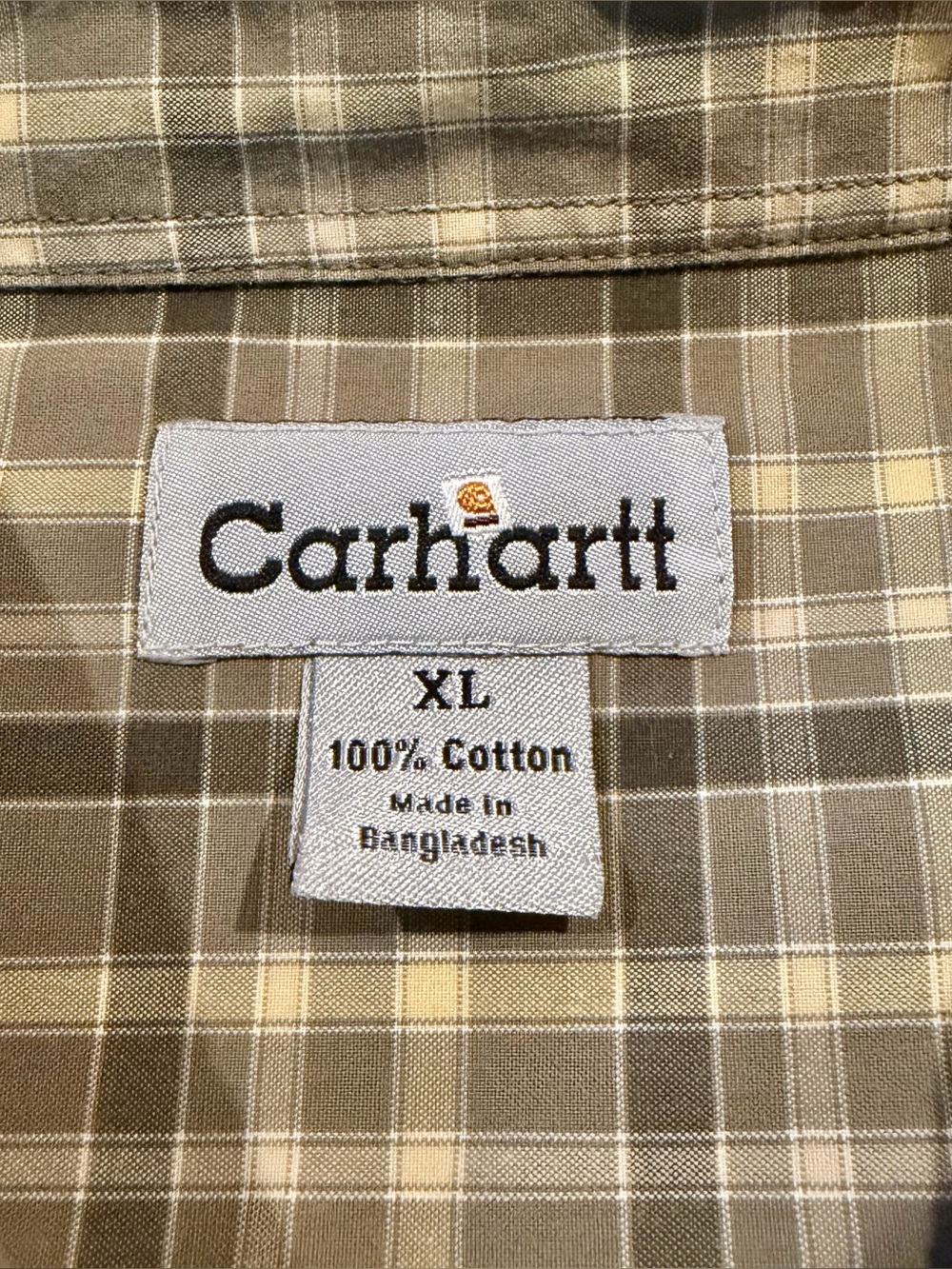 Carhartt Men’s Green Plaid Collared Short Sleeve Button Up Shirt Extra Large XL - Picture 4 of 8